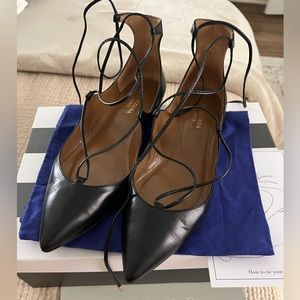 Aquazurra Christy Flats 37.5 Black Excellent condition